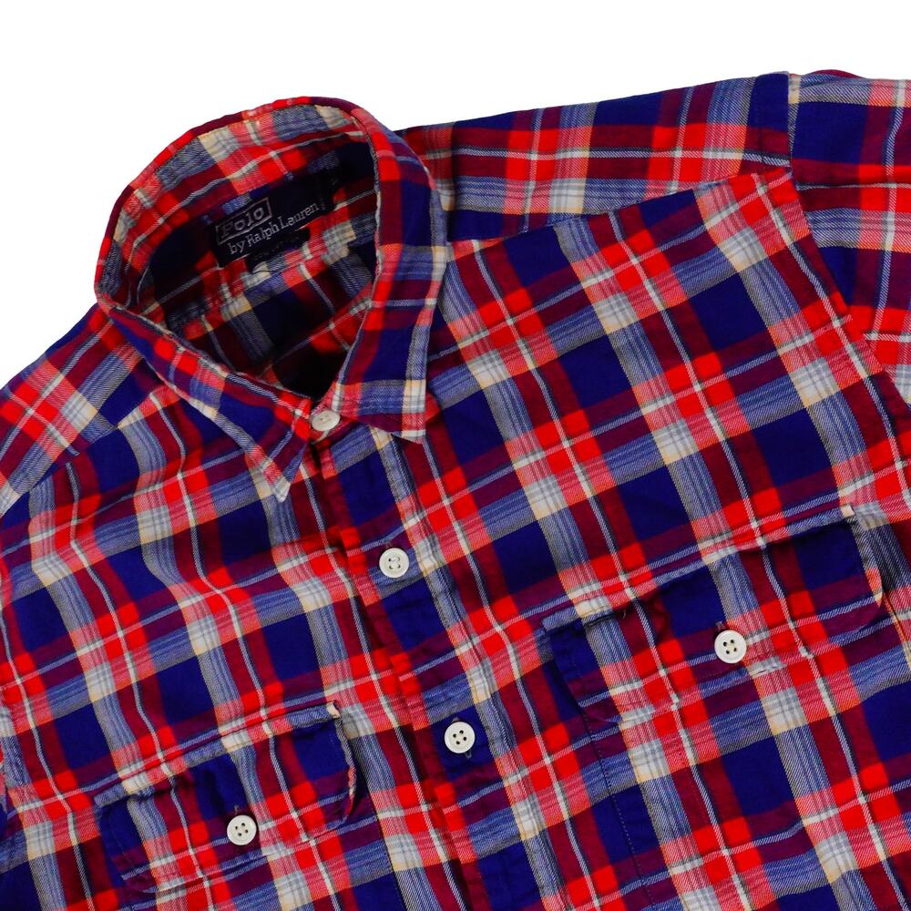 Ralph Lauren Y2K Grunge Plaid Lumberjack Dual Pocket Button Up Shirt Men's Large